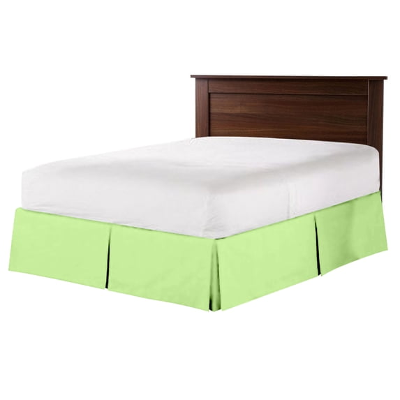 CCNY 9" Inch Drop Pleated Bed Skirt Queen Size 100% Microfiber Made Moss with Split Corners