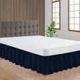 thumbnail image 1 of CCNY Bed Skirt Dust Ruffled Style Bedskirt Short Queen Adjustable Elastic 21" Inch Drop Length Microfiber Made Navy Blue Bedskirts, 1 of 6