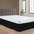 thumbnail image 1 of CCNY Bed Skirt Dust Ruffled Style Bedskirt Three Quarter Adjustable Elastic 16" Inch Drop Length Microfiber Made Black Bedskirts, 1 of 6