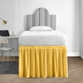 thumbnail image 1 of CCNY Dorm Room Bed Skirt Ruffled Pattern 100% Microfiber Golden Full XL 30" Drop Length Dorm Bed Skirts, 1 of 5