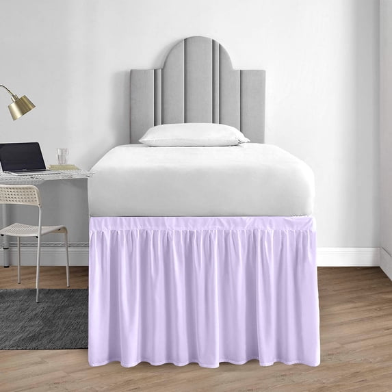 CCNY Dorm Room Bed Skirt Ruffled Pattern 100% Microfiber Lilac Twin XL 30" Drop Length Dorm Bed Skirts