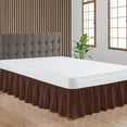 thumbnail image 1 of CCNY Dust Ruffled Style Bed Skirt Full size Adjustable Elastic 10" Drop Length Microfiber Made Chocolate Bedskirts, 1 of 6