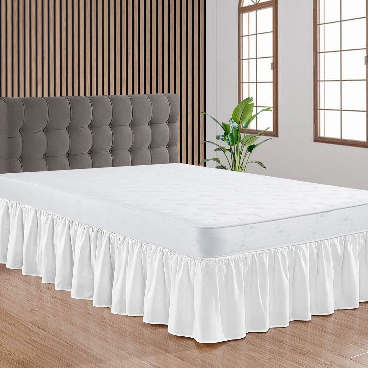 CCNY Dust Ruffled Style Bed Skirt Full size Adjustable Elastic 10" Drop