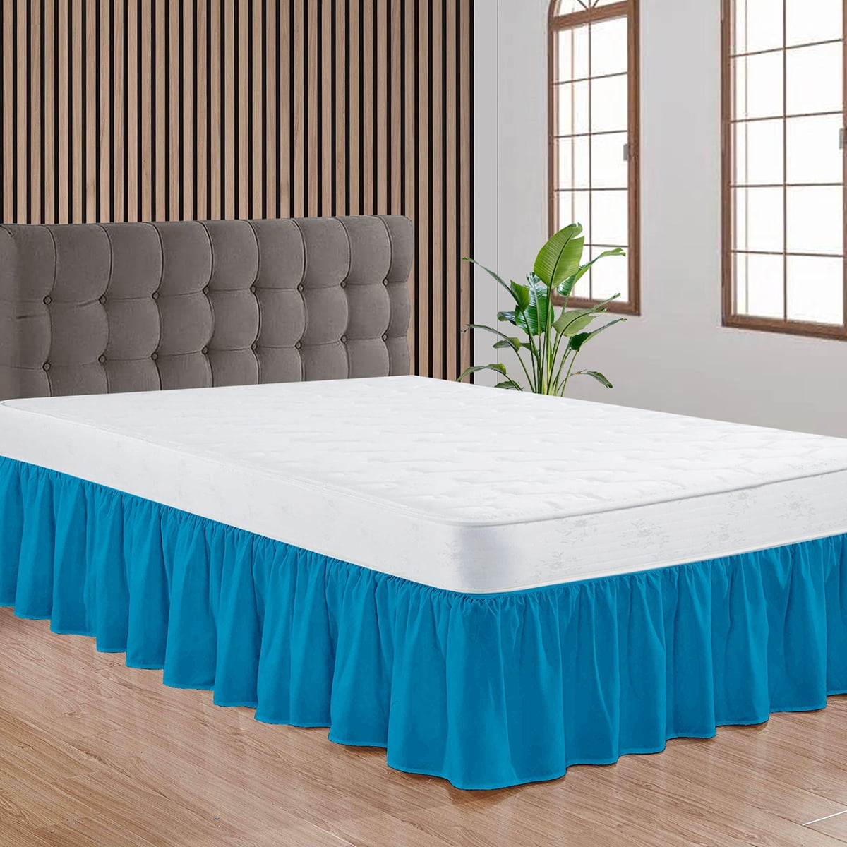 CCNY Dust Ruffled Style Bed Skirt King size Adjustable Elastic 14" Drop