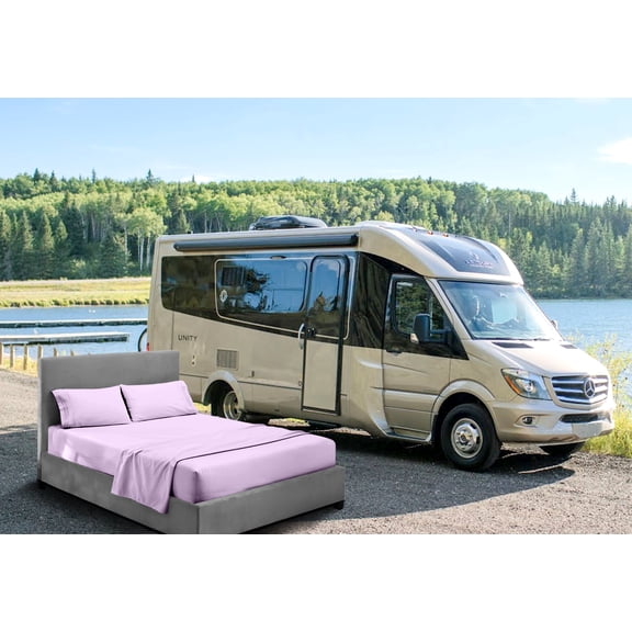 CCNY RV Sheet Set Bunk 30X76" Cot Bed 600 TC Egyptian Cotton Solid Camper 4PC Hotal Feel Sheets 8" Deep Pocket Lilac