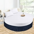 thumbnail image 1 of CCNY Round Bed Skirt 15" Inch Drop Ruffled Bed Skirt 80" Diameter 100% Microfiber Made Navy Blue Color, 1 of 7