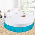 thumbnail image 1 of CCNY Round Bed Skirt 15" Inch Drop Ruffled Bed Skirt 80" Diameter 100% Microfiber Made Turquoise Blue Color, 1 of 7