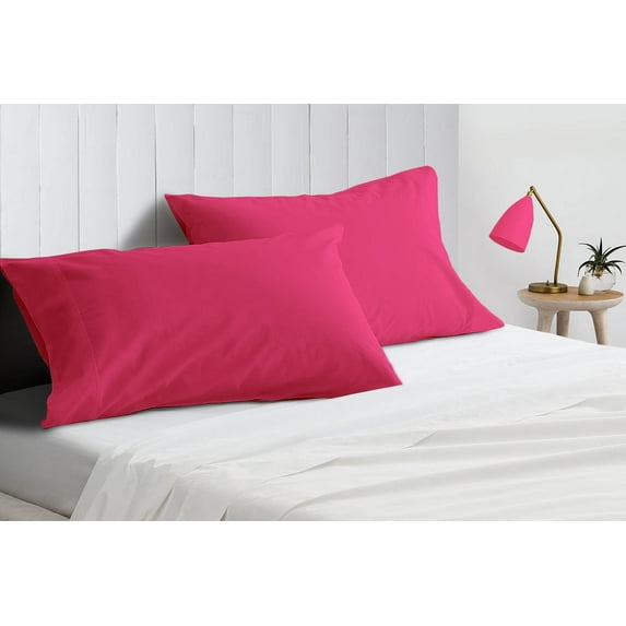 CCNY Set of 2 Pillowcases Hot Pink King Size Solid 600 TC 100% Egyptian Cotton Soft Pillow Covers