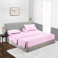 thumbnail image 1 of CCNY Top Split Flex Sheet Set for Adjustable Bed 34" Split Head Cal King Pink Striped 600TC Egyptian Cotton 4pc fits upto 18" Deep Pocket, 1 of 8