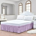 thumbnail image 1 of CCNY Wrap Around Bed Skirt Olympic Queen Lilac Color 16" Drop Length Tailored Drop Easy to fit Adjustable Eastic Belt- Microfiber Bed skirt, 1 of 6