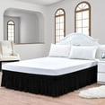 thumbnail image 1 of CCNY Wrap Around Bed Skirt Short King Black Color 12" Drop Length Tailored Drop Easy to fit Adjustable Eastic Belt- Microfiber Bed skirt, 1 of 6
