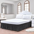 thumbnail image 1 of CCNY Wrap Around Bed Skirt Short Queen Dark Gray Color 12" Drop Length Tailored Drop Easy to fit Adjustable Eastic Belt- Microfiber Bed skirt, 1 of 6