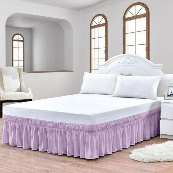 CCNY Wrap Around Style Bed Skirt Short Queen Lilac 11" Drop Length Microfiber Bed skirt