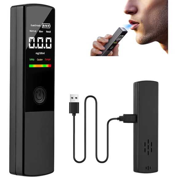 CCNZZITSHT Alcohol Breathalyzer, 2 in 1 Portable Breathalyser Contactless Alcohol Tester with LCD Screen and Guard Mode, High Accuracy Breathalysers for Personal or Professional Use