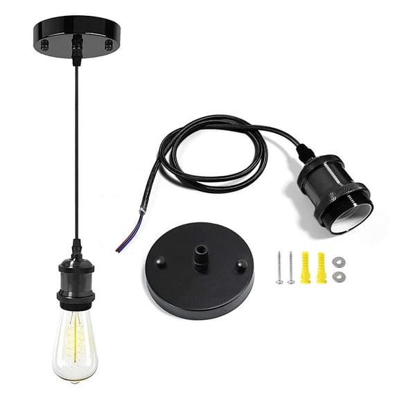 CCNZZITSHT Black Pendant Light Fitting, Adjustable Design, Industrial-Style Ceiling Rose Light Fitting for Modern Living Spaces and Commercial Venues