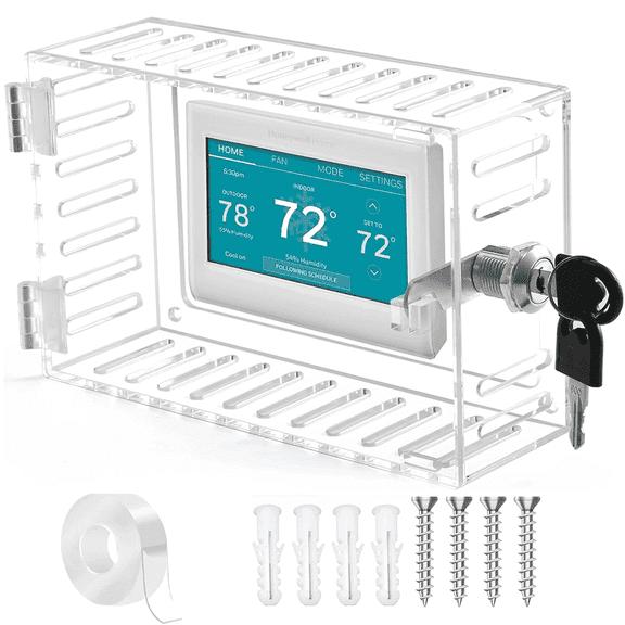 CCNZZITSHT  CTB Dealz Plastic Clear Thermostat Cover with Key for Wall - Medium Thermostat Lock Box and Decorative Guard to Block Sun - Fits Thermostats (5.9" W x 4" H) or Smaller