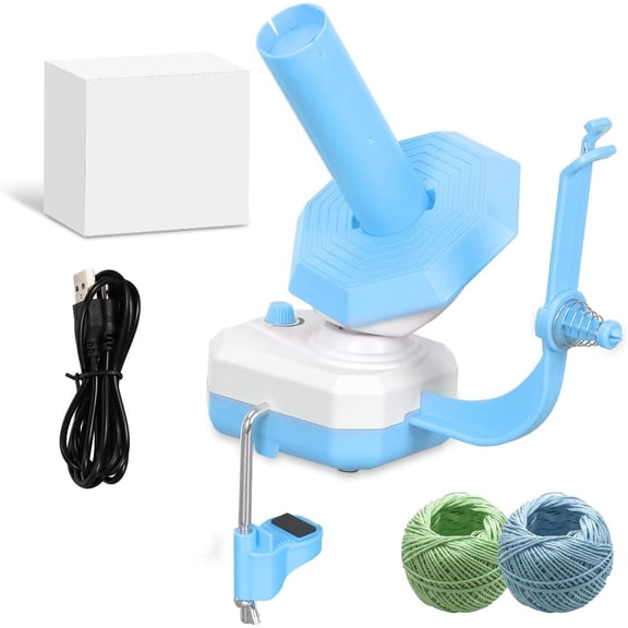 CCNZZITSHT Electric Yarn Winder Dual-Spring,Automatic Wool Winder with Strong Tension Stepless Speed,10 oz Large Crocheting Winder,Yarn Spinner for Crochet Lovers (Blue)