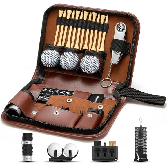 CCNZZITSHT Golf Gifts for Men and Women, Golf Accessories Kit, 20 PCS Golf Gift Set - Golf Balls, Rangefinder, Golf Tees, Brush, Multifunctional Divot Knife, Scorer, Golf Ball Clamp