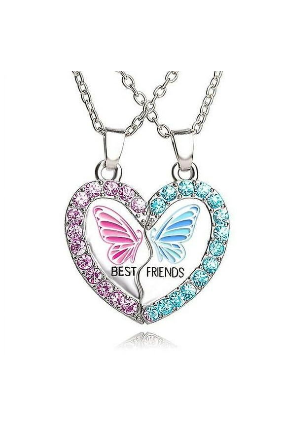 Heart Puzzle Necklace Friendship Necklace 2-pack Silver