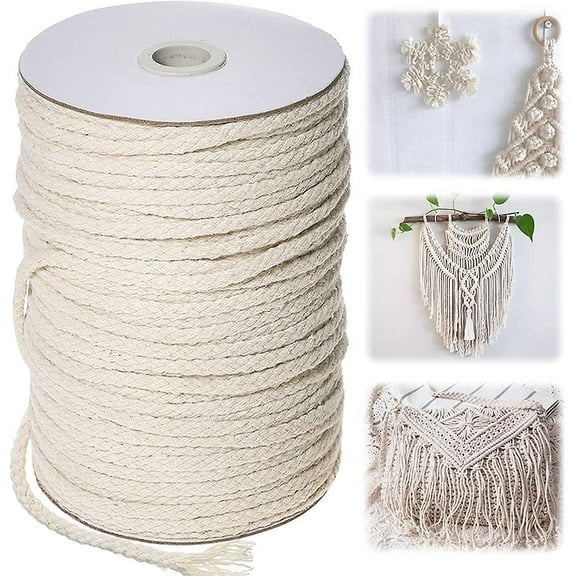CCNZZITSHT Macrame Rope, 5mm X 100m Natural Cotton Rope For Knitting For Hanging Plant Diy Decoration(beige)