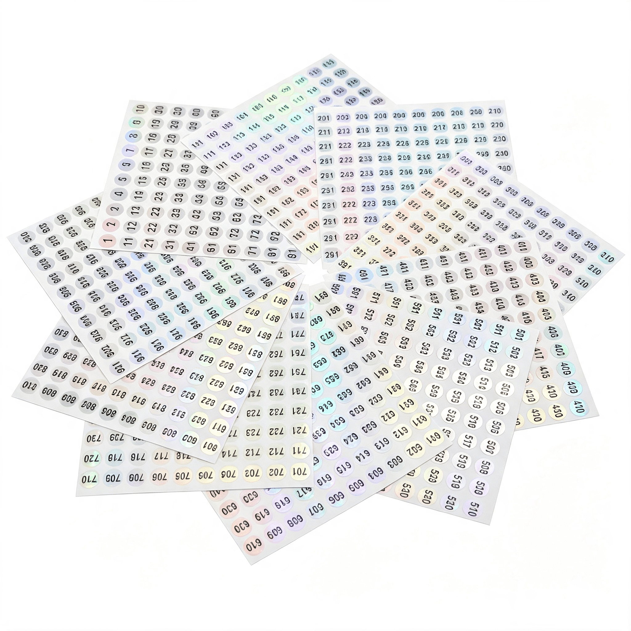 CCOCC 1 to 1000 Round Reflective Laser Number Stickers Self Adhesive ...