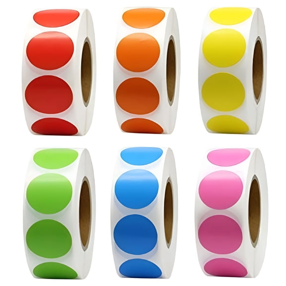 CCOCC 1 Inch Coding Label Garage Sale Stickers Blank Yard Sale Price Stickers Round Colorful Stickers Permanent Adhesive Dots Stickers Glossy Writable Paper Labels 500 Pieces