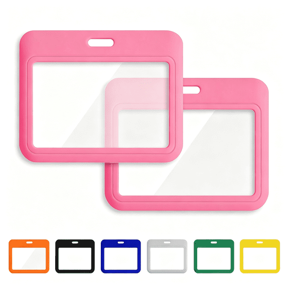 CCOCC 1 Pack Badge Holder, Horizontal Id Badge Holder with Window, Id Card Holder | Id Card Holder with Double-Sided Windows, Id Holder for Office Factory Nurses School Teacher Students
