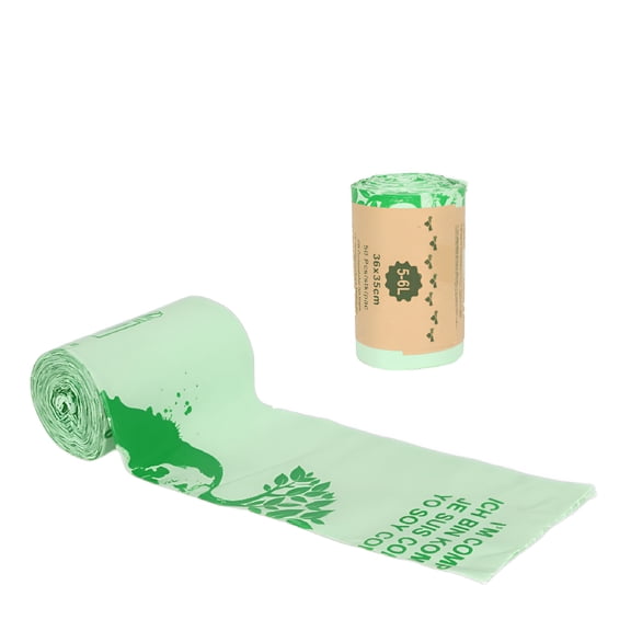 CCOCC 1 Roll/50 Pcs Green Compost Bags Compostable Biodegradable Disposable Trash Bags