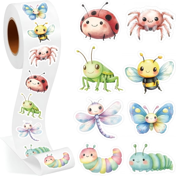 CCOCC 1 Roll Spring Insect Stickers Decal Cute Office Supplies Animals Sticker Christmas Party Favor,500 Pcs Each Roll