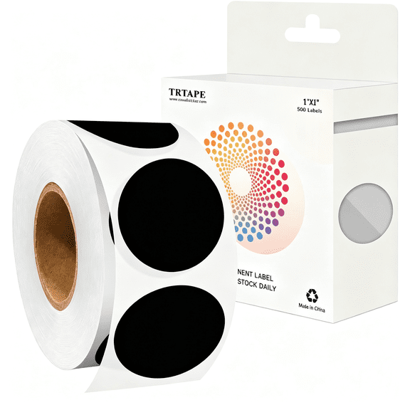 CCOCC 1" Round Stickers, 500 Black Dot Stickers Circle Labels | 1 Inch Color Coding Labels, Circle Labels Stickers, Dot Label for Organization, Inventory, Filing System, Easy Write Surface