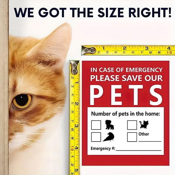 CCOCC 10 Pack Pet Alert Safety Fire Rescue Stickers, Emergency Pet Inside Decals for Home Window and Door, Save Our Pets Window Sign for Firefighters, 4x6 Inch Pet in House Emergency Decals