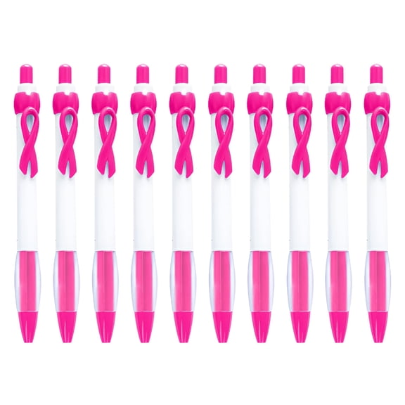 CCOCC 10 Pcs Breast Cancer Awareness Pens, Novelty Fun Pink Ribbon Gel Ink Pens Bulk for Breast Cancer Awareness Accessories Party Favors Gift Bags Filler 10Ml Rose Red, 10*Strokes