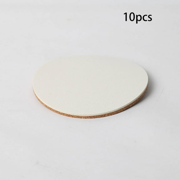 CCOCC 10 Pcs Coasters Round Cork Mats Cork Backing Sheets Reusable Cork Tiles 100x4.5mm White