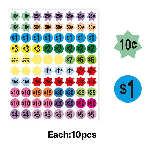 CCOCC 10 Pcs Garage Sale Stickers,Yard Sale Stickers with Large Blank Writing Space,Self-adhesive Price Label Stickertyle F