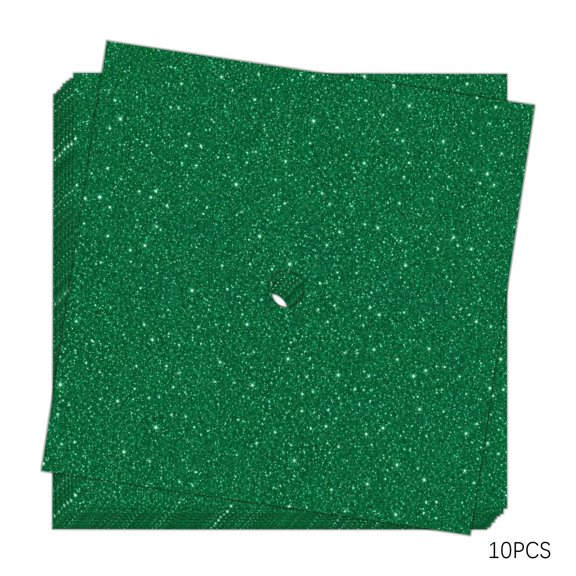 CCOCC 10 Pieces Graduation Cap Decorations Graduation Cap Topper Glitter Blank Grad Caps Decorations Glitter Blank Graduation Cap Topper (Green)