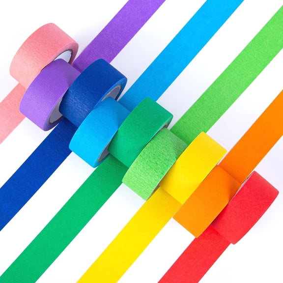 CCOCC 10 Rolls Rainbow Washi Masking Tape,1-Inch Colored Craft Tapes for Teachers,Classroom Decorations,Kids Crafts&Bulletin Boards,Colorful Art Tape for Labeling,Decorating,School Supplies