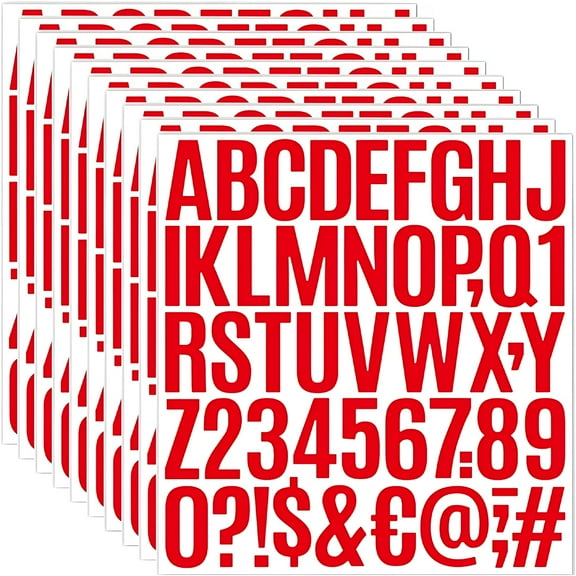 CCOCC 10 Sets Vinyl Letter Stickers,2 inch Self Adhesive Alphabet Numbers Stickers Waterproof Mailbox Numbers Sticker Letters for Mailbox,Window,Door,Signs,Cars,Boats (Red,2 inch)