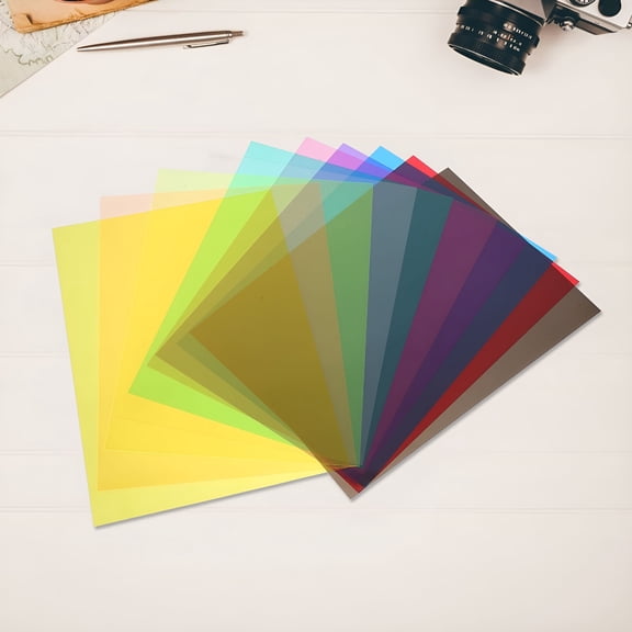CCOCC 10 Sheets A4 Colored Cellophane Wrap, Transparent PVC Glass Paper for Gift Baskets, Treats, Crafts & DIY Projects