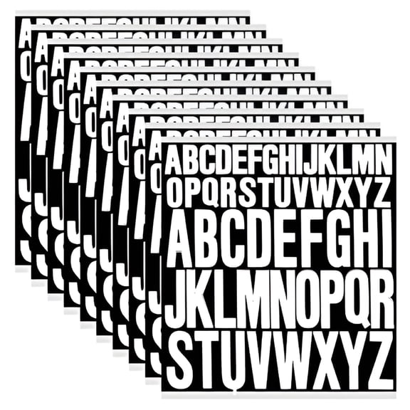 CCOCC 10 Sheets White Vinyl Alphabet Stickers, Self Adhesive Letters for Crafts Signs Mailbox, Waterproof PVC Decals for Windows Cars Scrapbooking (520 Pcs)