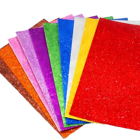 CCOCC 10 Sheets of Multi-function Foam Sheets A4 Self-adhesive Foam Paper Sheets Glitter Foam Sheets