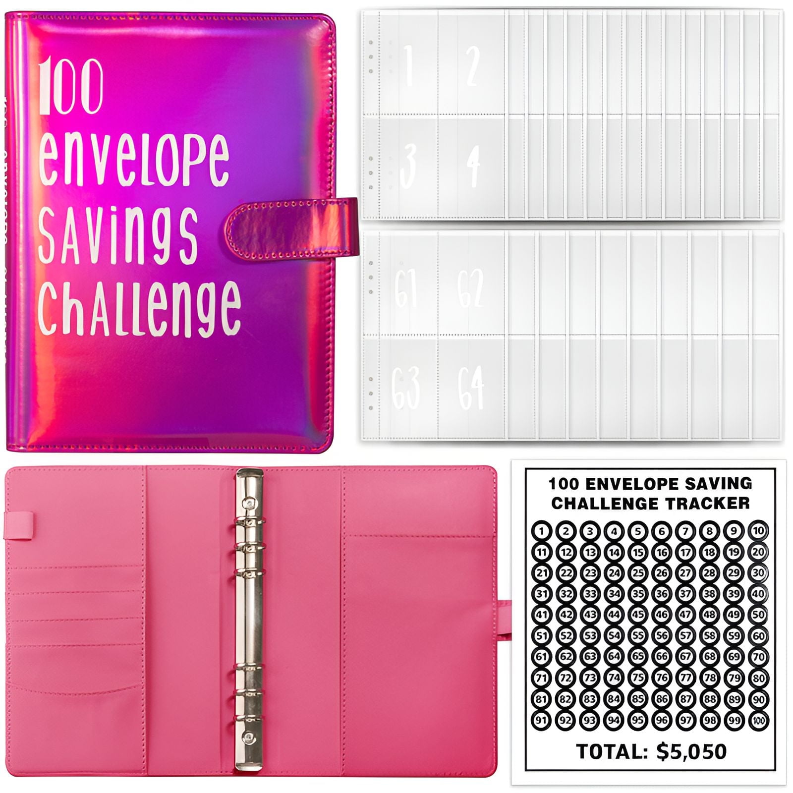 CCOCC 100 Day Savings Challenge Binder,Detachable Page Mechanism Clean ...
