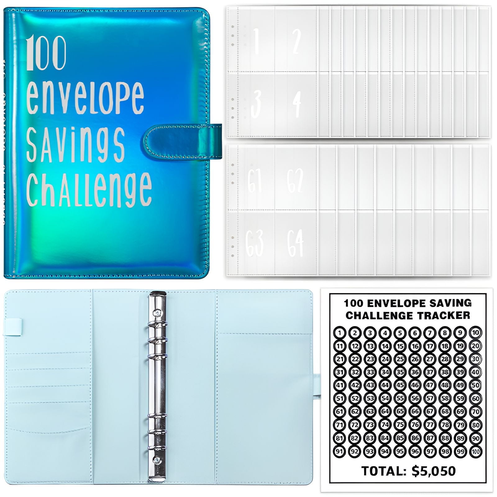 CCOCC 100 Day Savings Challenge Binder,Detachable Page Mechanism Clean ...