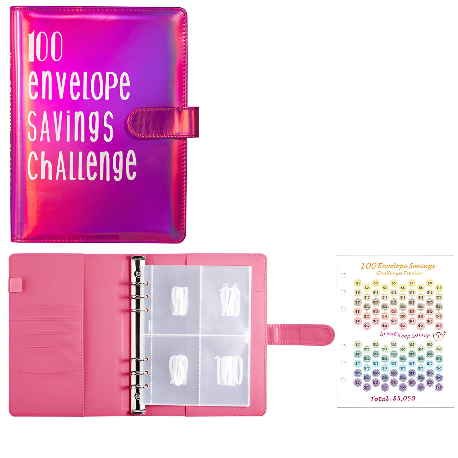 CCOCC 100 Day Savings Challenge Binder,Vibrant Hologram-Effect Surface ...