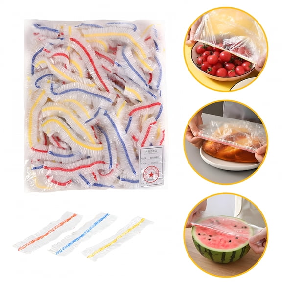 CCOCC 100-Pack Colorful Disposable Food Wrap - Stretchable Plastic Wrap for Fridge Storage,Prevents Odor Transfer,14" Keeps Food Fresh Longer