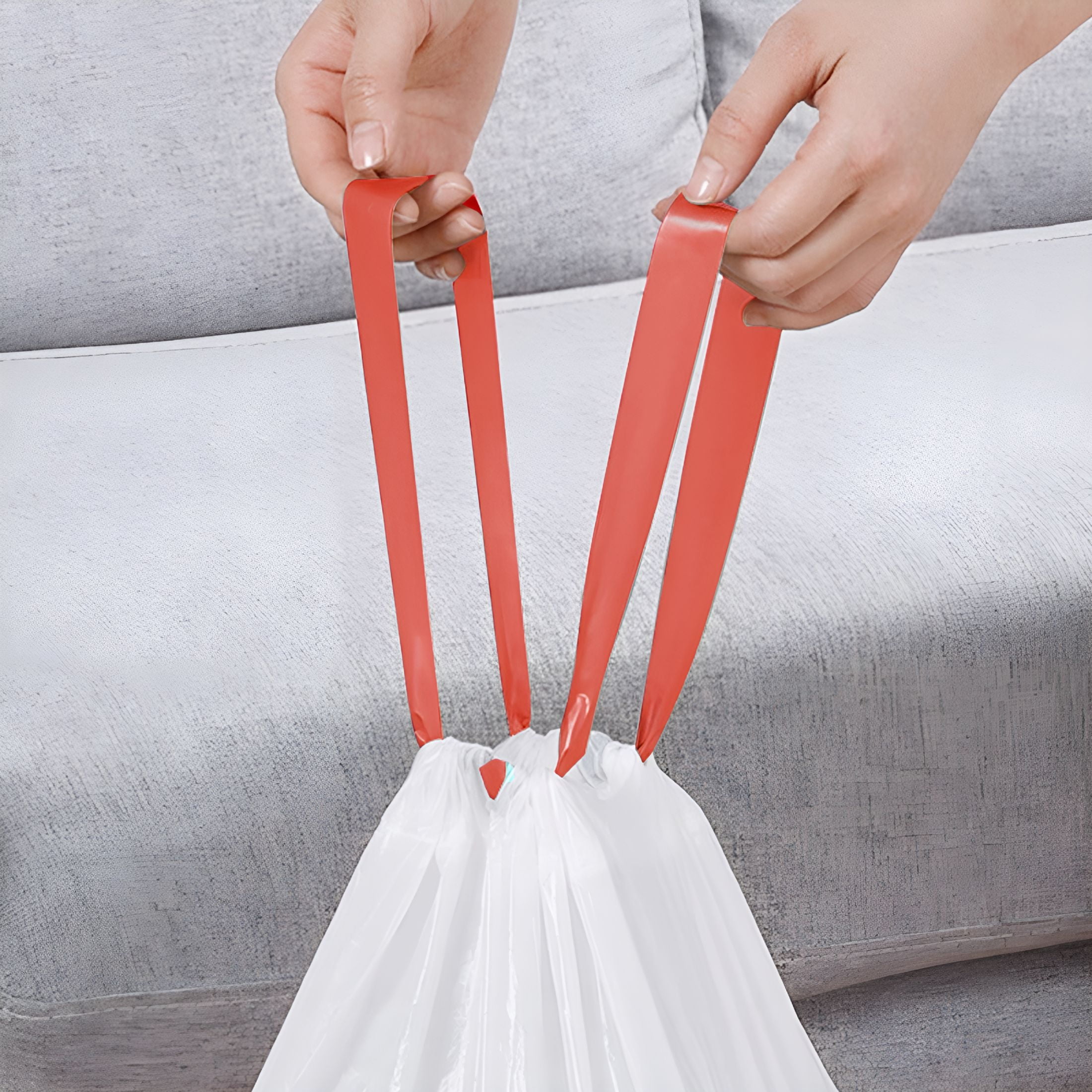 CCOCC 100-Pack Eco-Friendly Drawstring Trash Bags - 10L Compostable Kitchen Garbage Bags,Fits 11-16" Cans,Starch-Based Degradable Design (Black/White,19.7x17.7 Inch)