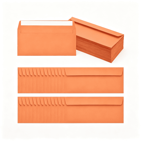 CCOCC 100 Pack Orange #10 Business Envelopes, Colored Self Seal Letter Size Envelopes for Business Mailing Office Checks Invitation, 4-1/8 X 9-1/2 Inches