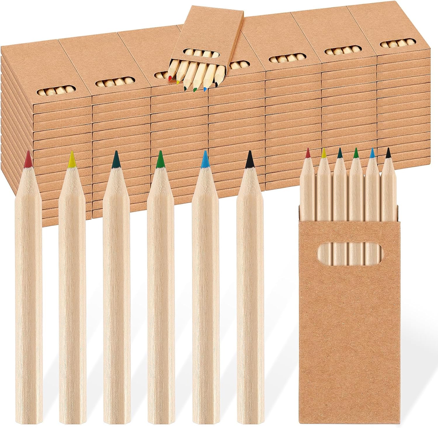 CCOCC 100 Packs Mini Colored Pencils for Kids 3.5 Inch Small Coloring Drawing Pencil in Boxes 6 Different Color for Easter Gift Painting Birthday Party Favor Classroom School Supplies