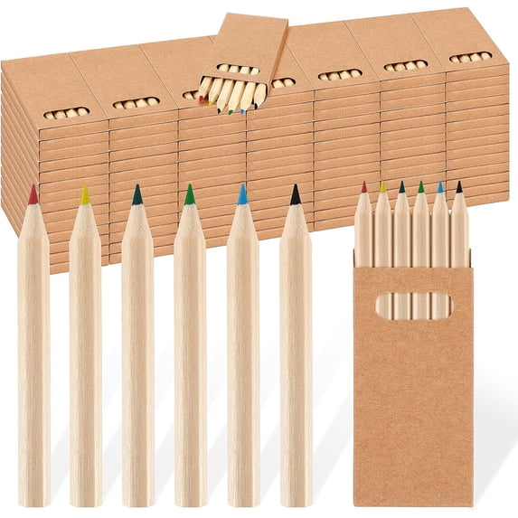CCOCC 100 Packs Mini Colored Pencils for Kids 3.5 Inch Small Coloring Drawing Pencil in Boxes 6 Different Color for Easter Gift Painting Birthday Party Favor Classroom School Supplies