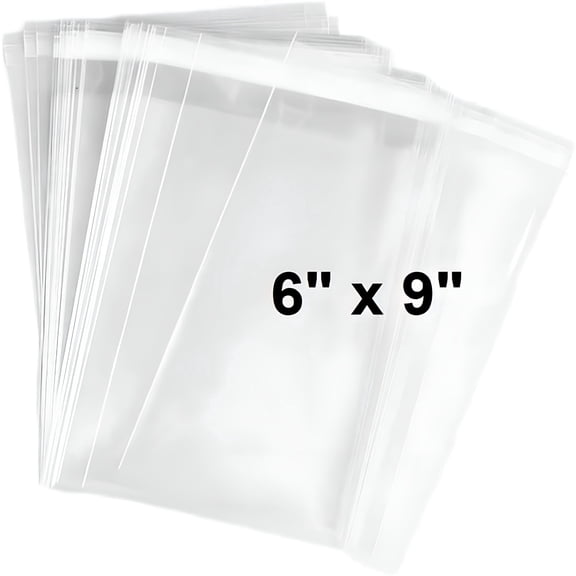 CCOCC 100 Pcs 6x9 Self-sealing Clear Cellophane Bags, Resealable Cello, for Bakery, Candle, Soap, Cookie, Greeting Cards, and Much More