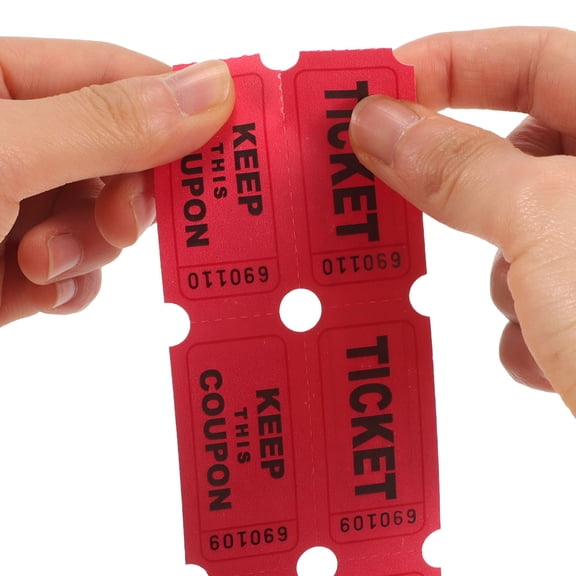 CCOCC 100 Pcs Big Prize Checks Raffle Tickets, Red Paper Giveaway Vouchers for Kids Parties, Fundraisers, Carnival Events